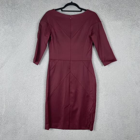 Elise Henri Dress Womens Small Wool Blend Sheath Midi 3/4 Sleeve Elegant Formal - Picture 2 of 10